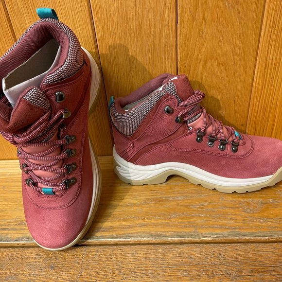 TIMBERLAND WOMEN'S WHITE LEDGE WATERPROOF MID HIKER DARK RED FULL GRAIN A5P2B - Picture 4 of 11